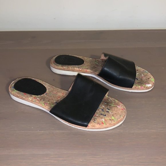 Rollie Black Leather Slides with Cork Insoles - Women’s Size 36 - Picture 4 of 8